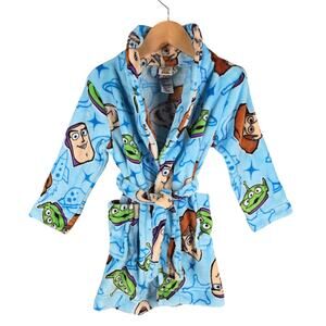 DISNEY TOY STORY TODDLER BOYS' BATHROBE WOODY BUZZ LIGHTYEAR ALIEN SIZE 3T